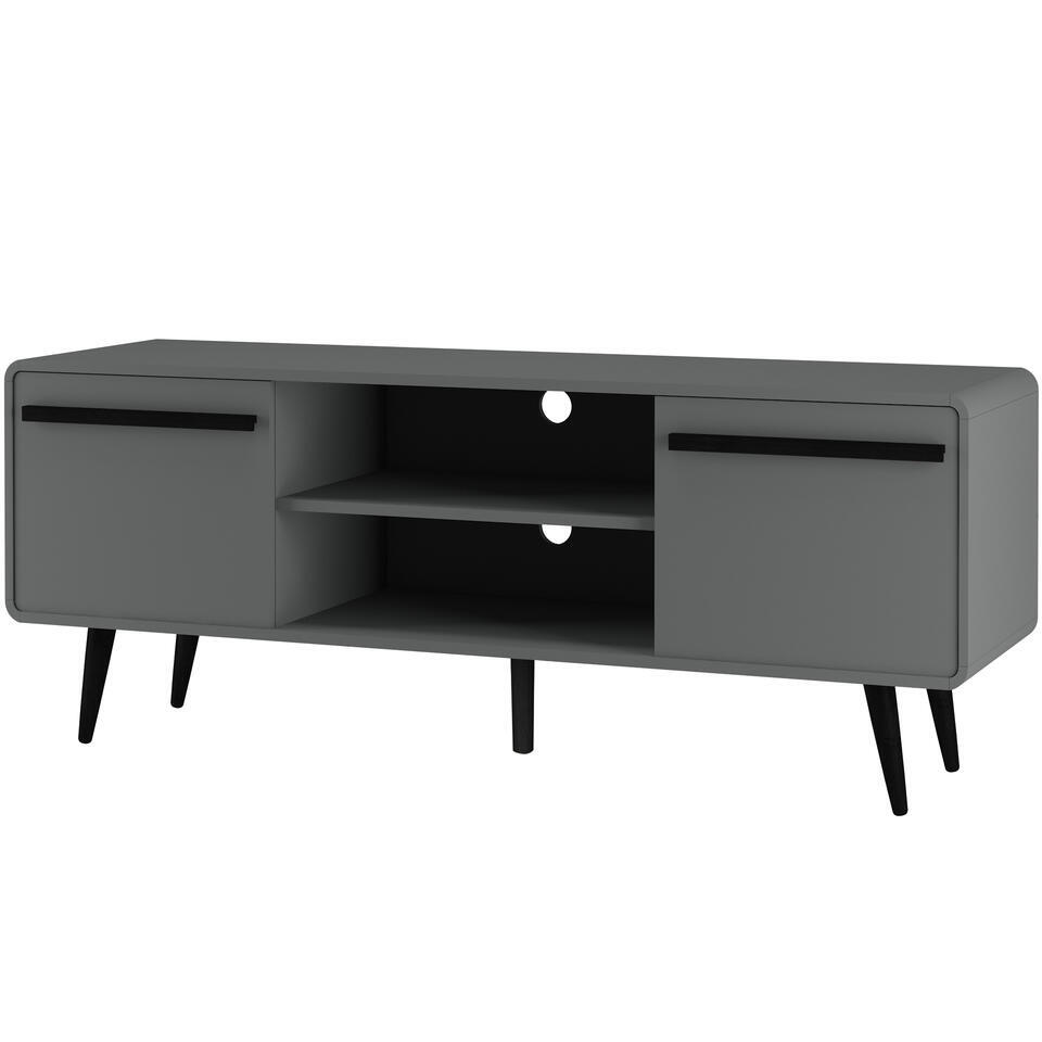 vidaXL Tv-meubel 107x35x37 cm spaanplaat zwart | Leen Bakker vidaXL Tv-meubel 107x35x37 cm spaanplaat zwart | Leen Bakker