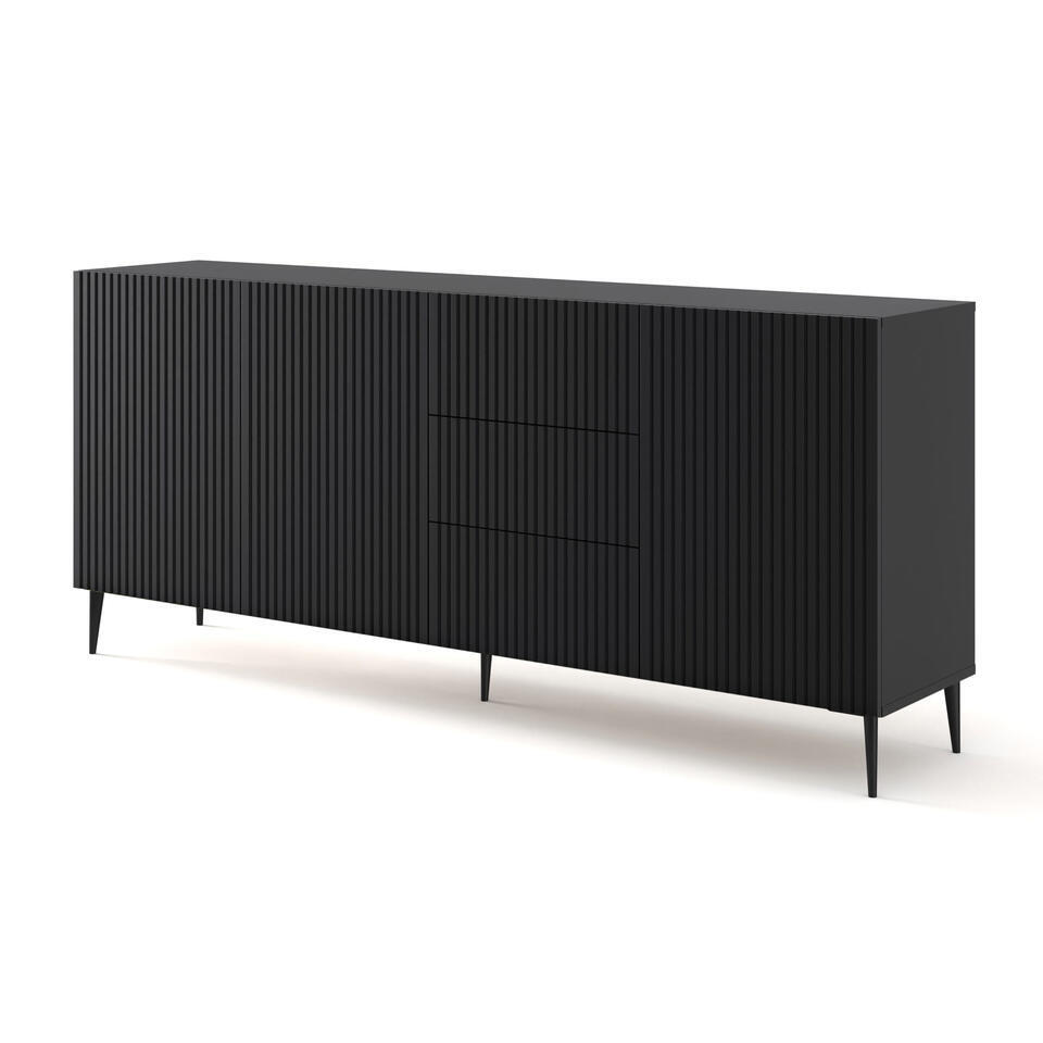 Ravenna B dressoir ladekast 200 3D3S gefreesd MDF folie mat | Leen Bakker