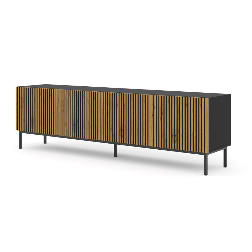 Ravenna F TV-meubel 200 4D gefreesd MDF folie met frame | Leen Bakker