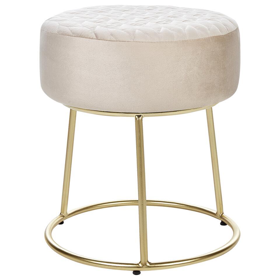 Torben Bouclé Grijs Hocker 35x38 cm - Stijlvolle Ronde Poef voor Elk