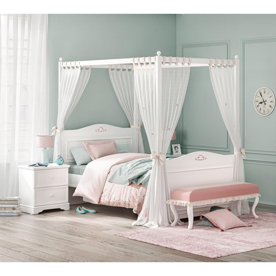 Lifetime Original hemelbed 120 x 200 met Deluxe lattenbodem – Whitewash – Sterre Tijl Lifetime Original hemelbed 120 x 200 met Deluxe lattenbodem – Whitewash – Sterre Tijl