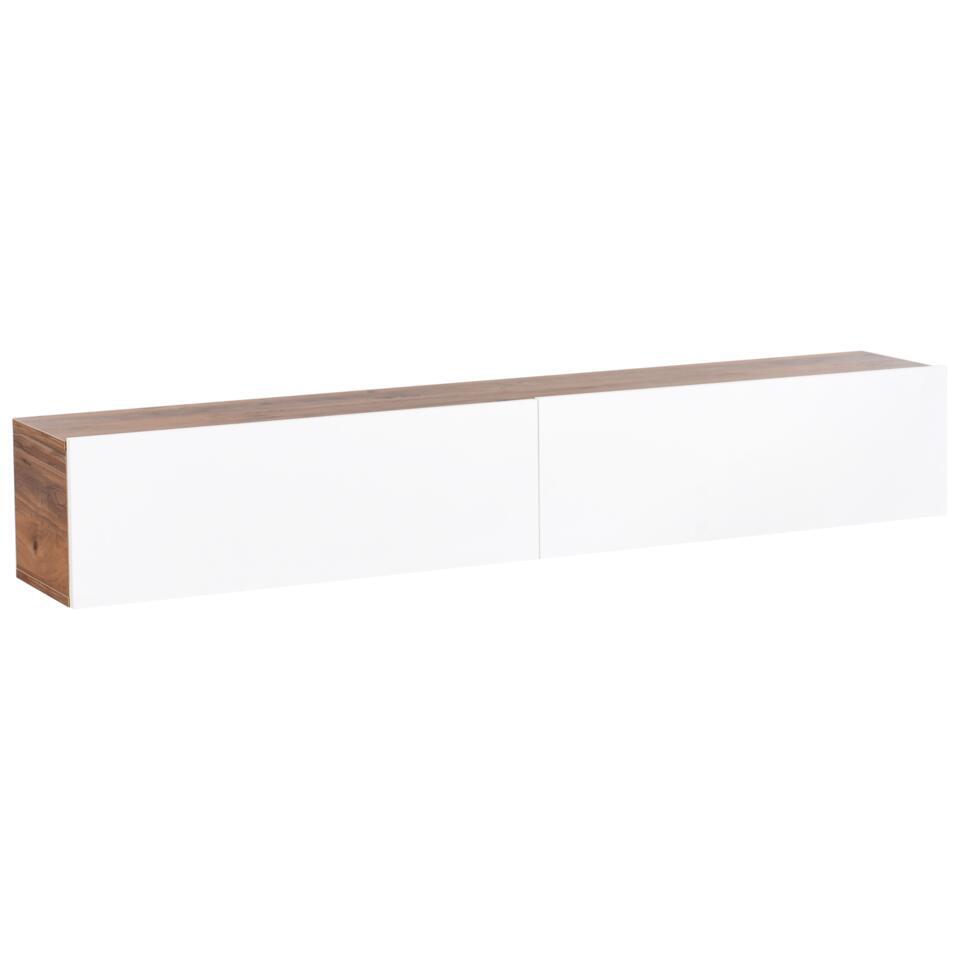 GLADSTONE - Wandgemonteerd TV-meubel - Bruin/Wit - 140 cm - Vezelplaat GLADSTONE - Wandgemonteerd TV-meubel - Bruin/Wit - 140 cm - Vezelplaat