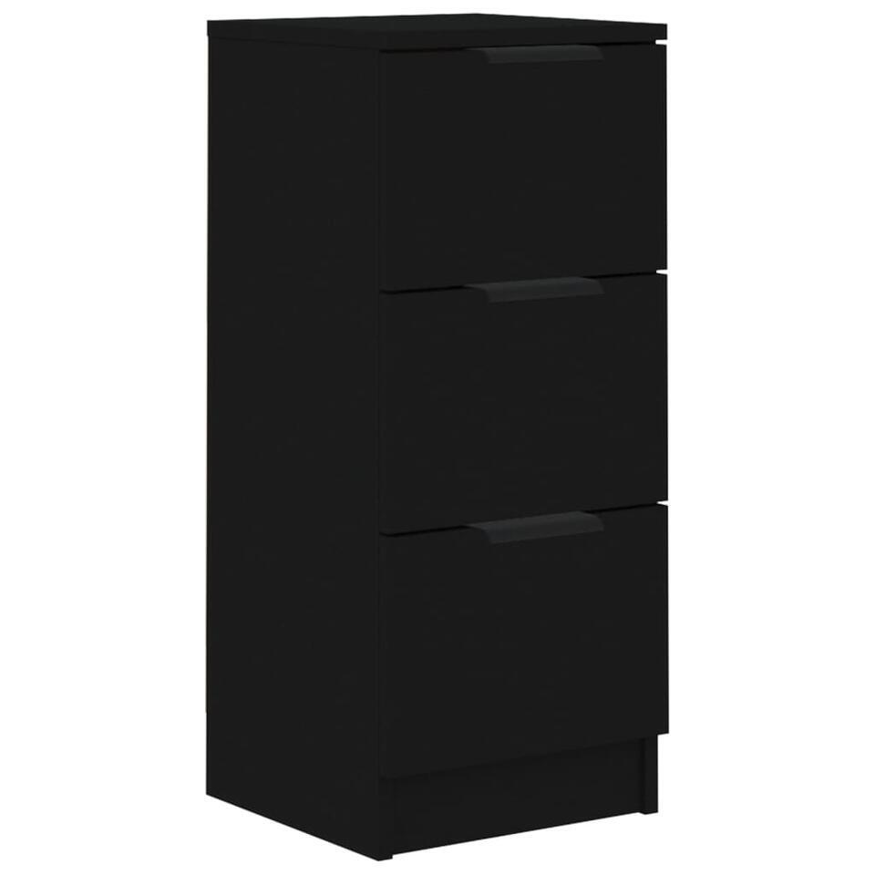 vidaXL - Dressoir met 3 lades - Zwart - Bewerkt hout - 30x30x70 cm vidaXL - Dressoir met 3 lades - Zwart - Bewerkt hout - 30x30x70 cm