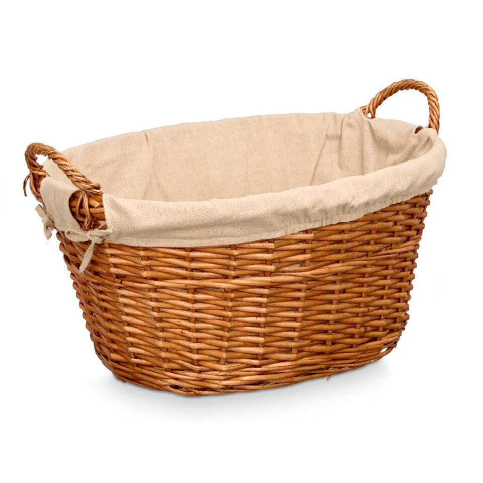 Mand Riet Rieten opberg mand - gevlochten riet - bruin - 60 x 48 x 35 cm | Leen ...