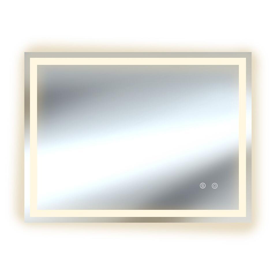 EMKE Badkamerspiegel met verlichting, 75 x 55 cm, asymmetrische spiegel EMKE Badkamerspiegel met verlichting, 75 x 55 cm, asymmetrische spiegel