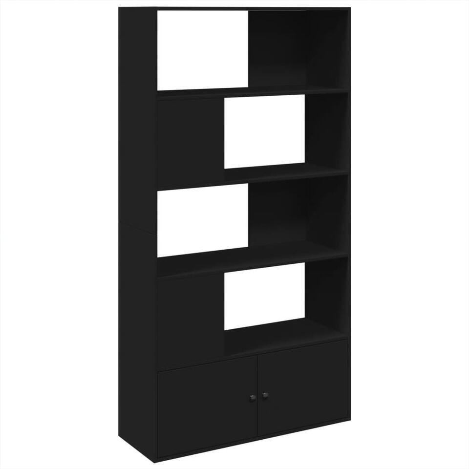 vidaXL Boekenkast 100x33x125,5 cm bewerkt hout betongrijs, boeken plank, boekenkast industrieel, open boekenkast, schappenkast, boekenkast zwart