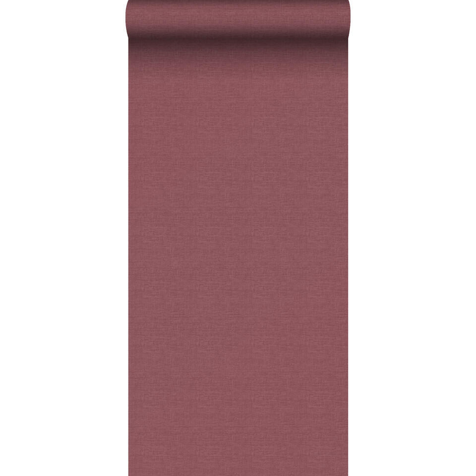 Sanders & Sanders behang linnenstructuur bordeaux rood - 53 cm x 10 m ...