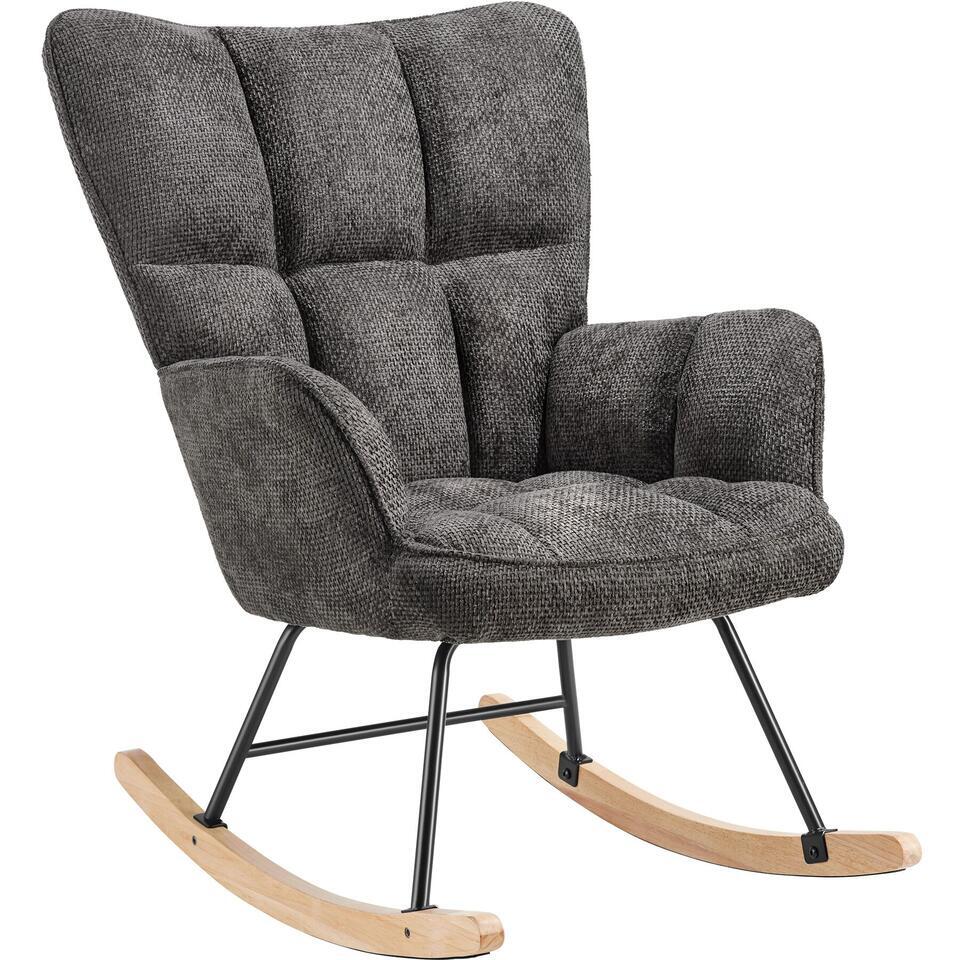 Beige bouclé fluwelen schommelstoel, schommelstoel met armleuningen Beige bouclé fluwelen schommelstoel, schommelstoel met armleuningen