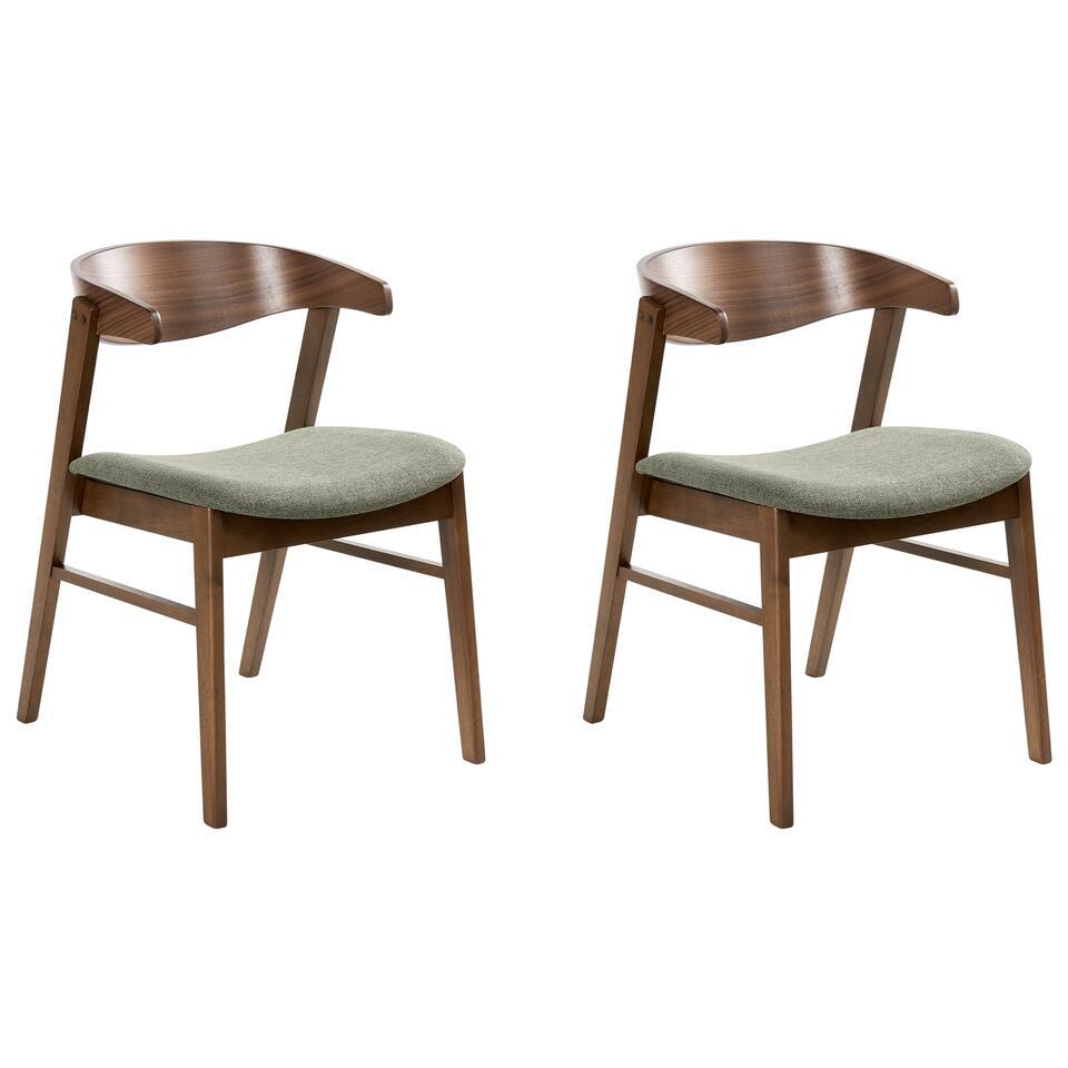 Ｌily ページ LILLY - Eetkamerstoel set van 2 - Donkerbruin/Groen - Polyester