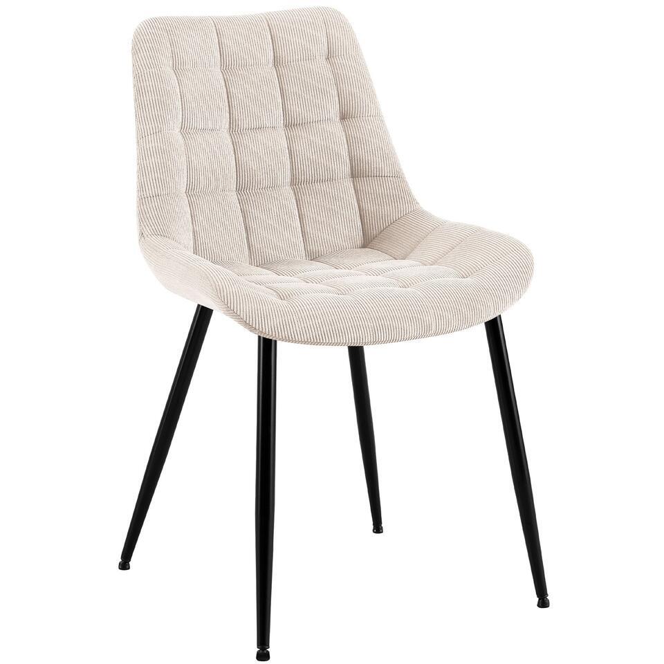 CLP Sardna Eetkamerstoel - klassiek - metalen frame - corduroy -, Kleur:oranje