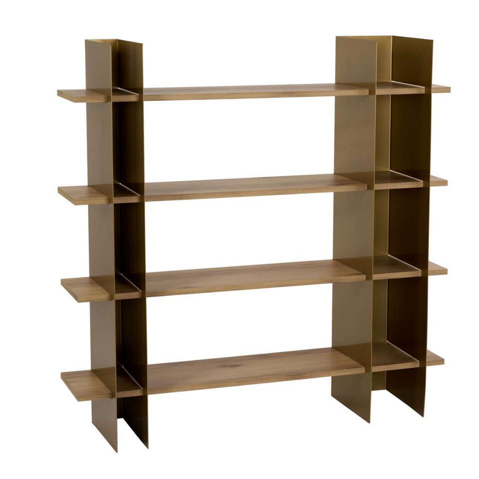 KATE Rek met metalen frame en planken - Taupe - 31x120x120 cm | Leen Bakker