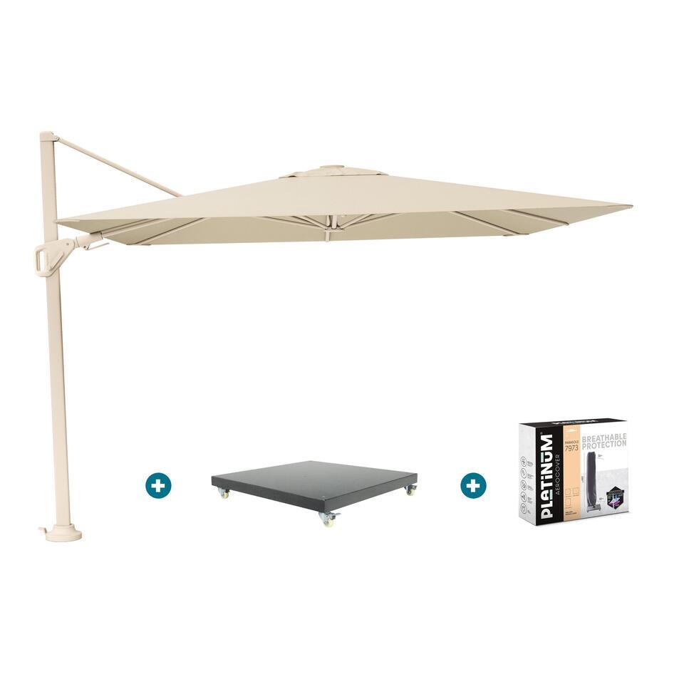 Platinum Nexus T2 zweefparasol 3x3 m. - met voet en hoes | Leen Bakker