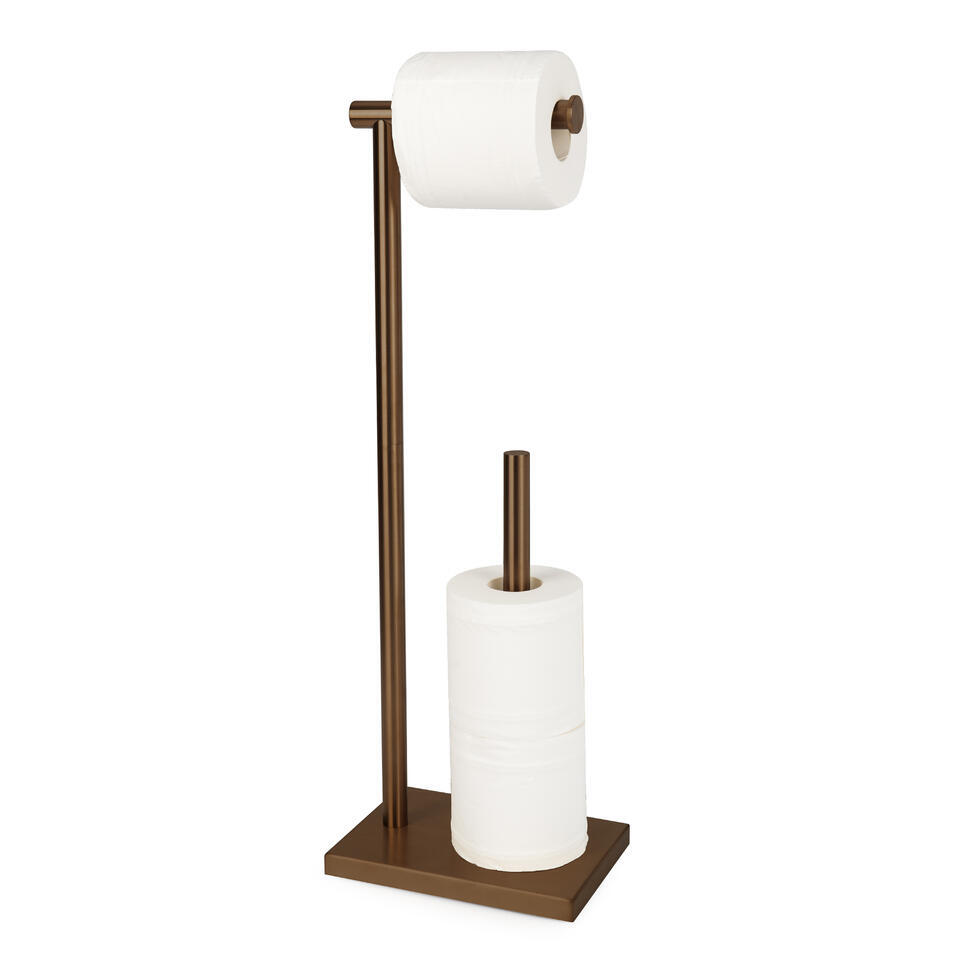 VDN Stainless wc rolhouder staand koper - RVS - 2 in1 | Leen Bakker