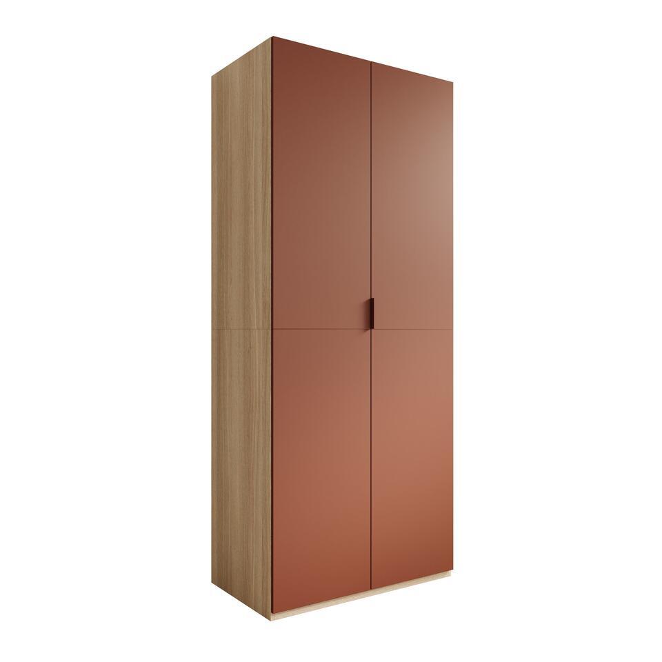 Meubella - Montclair - Kledingkast - Terracotta/Eiken - 90x53x215