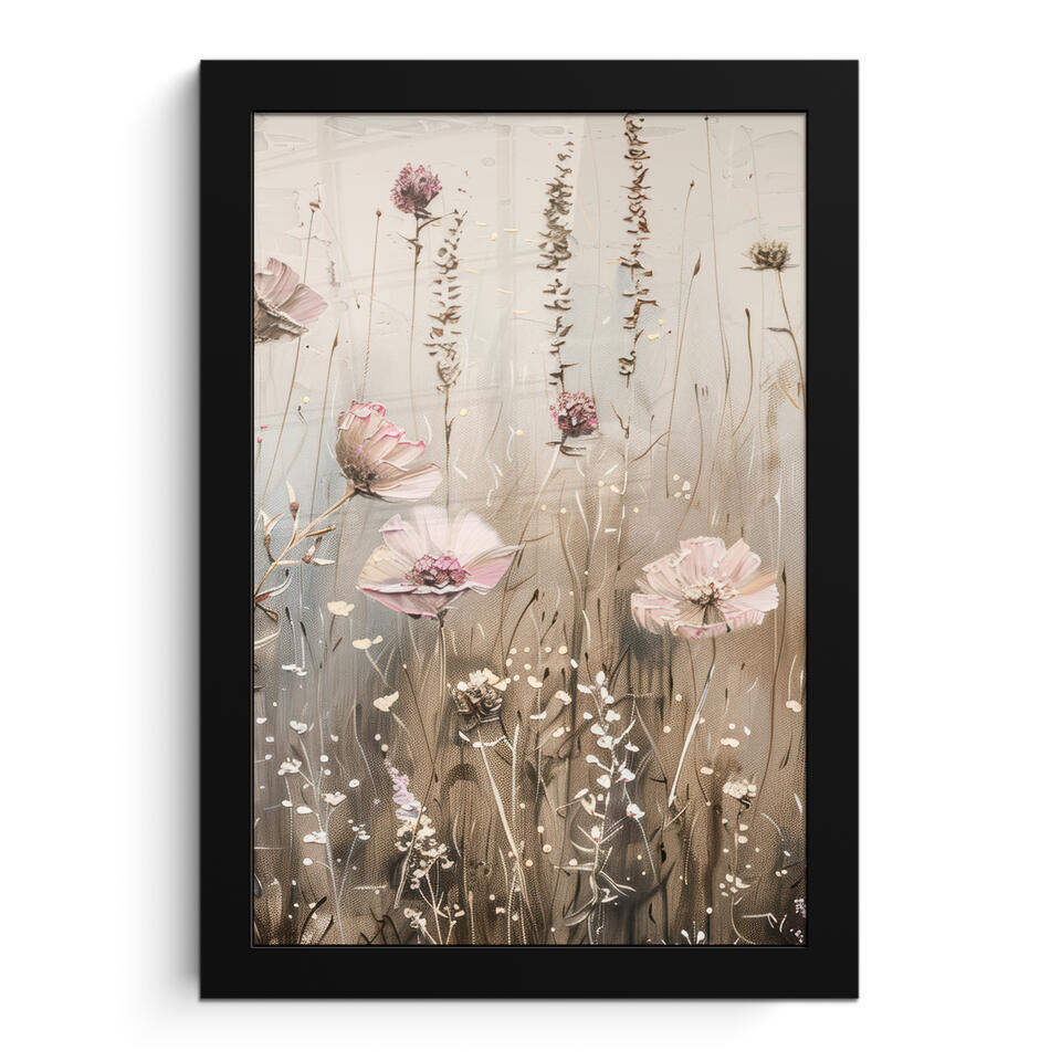 Canvas Schilderij 90x60 cm Bloemen - Roze - Modern - Beige | Leen Bakker Canvas Schilderij 90x60 cm Bloemen - Roze - Modern - Beige | Leen Bakker