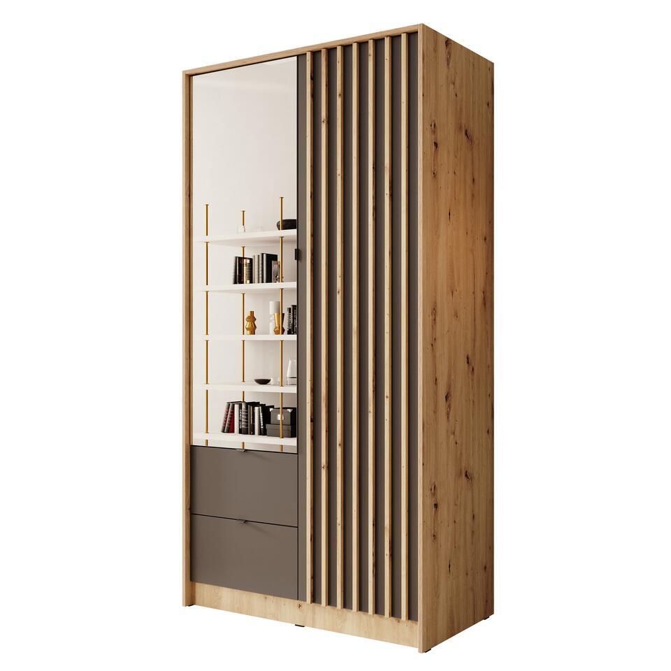 Meubella - Kavalli - Kledingkast met 2 deuren - Eiken - 102x55x201