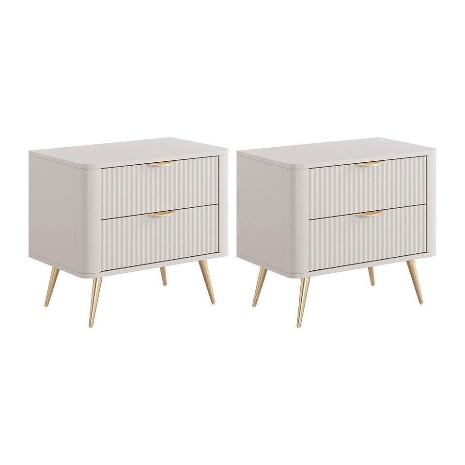 Set van 2 - Nachtkastje ELONARIA - 63.2 cmx38 cmx55.3 cm - Beige