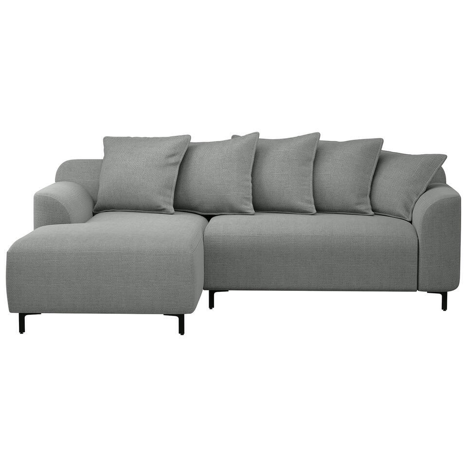 Bank Elsa met chaise longue links - stof Eden - grijs | Leen Bakker