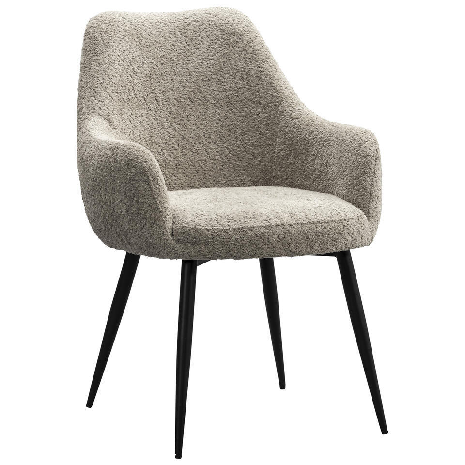 Leen Bakker - Eetkamerstoel Noah - Beige - Polyester - Taupe#Beige - 66.5x61x83.5 Cm