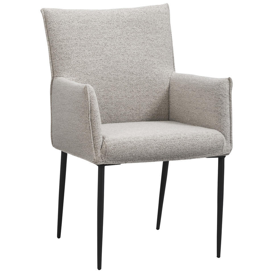 2e Halve Prijs Leen Bakker - Eetkamerstoel Teun - Licht - Stof - Grijs - 58.5x64x91.5 Cm