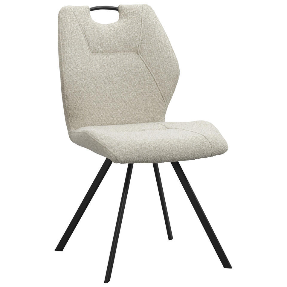 Leen Bakker Eetkamerstoel Jesse Bouclé Zand Stof Beige 63x52x93 Cm