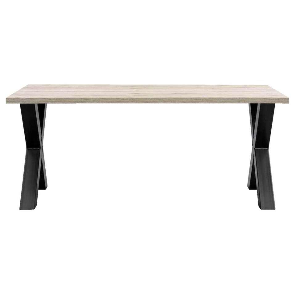 Eetkamertafel Jens - grijs eikenkleur/zwart - 76x163,5x100 cm | Leen Bakker
