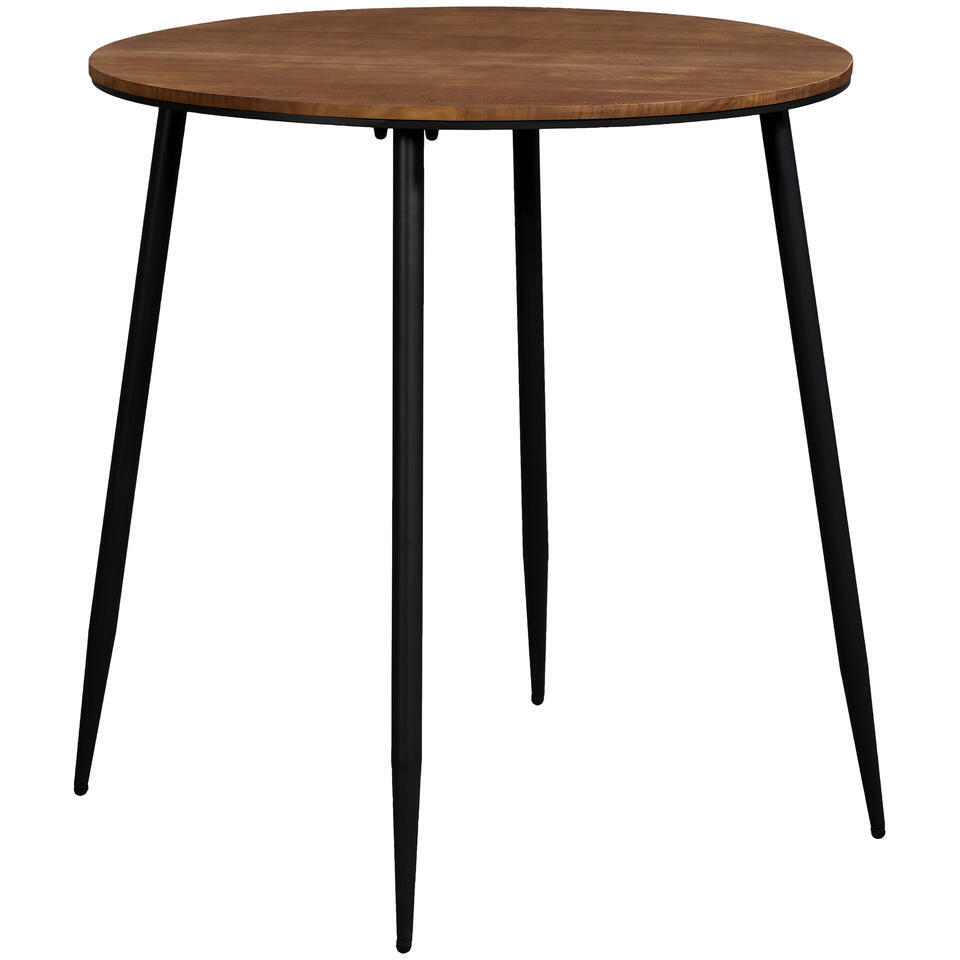 Leen Bakker - Bartafel Milo Rond - Zwart/naturel - 105xØ100 Cm - Grenenhout - Bruin#Zwart