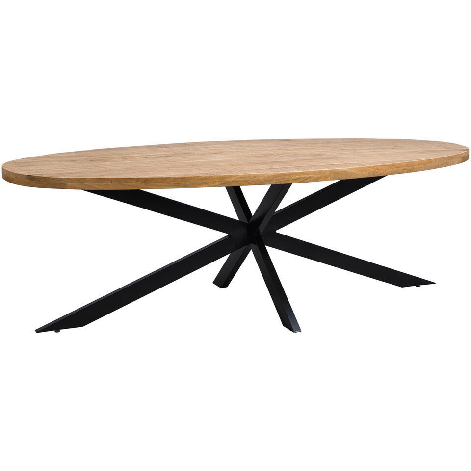 Leen Bakker - Eettafel Travis Ovaal - 240x120 Cm - Mangohout - Bruin