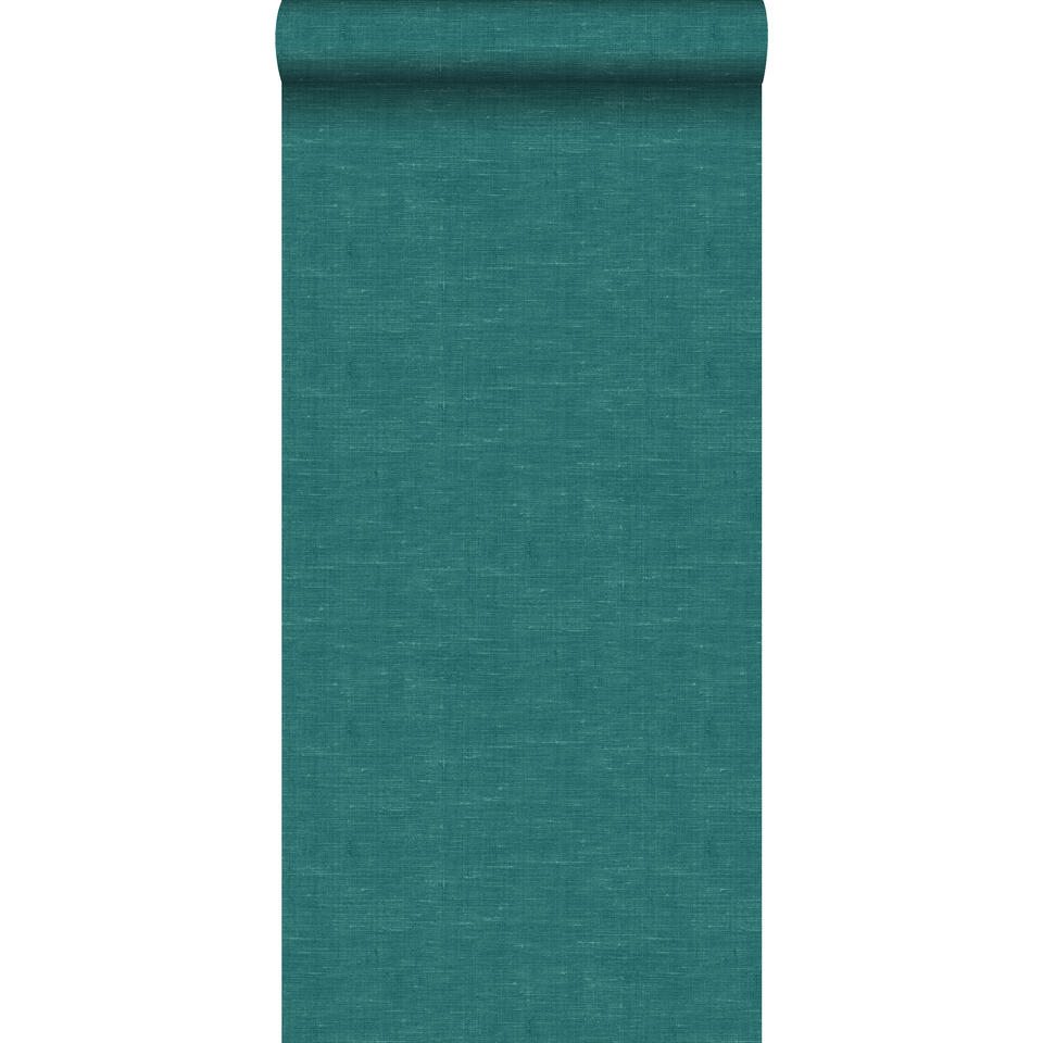 ESTAhome behang - linnenstructuur - petrolblauw - 53 cm x 10,05 m product