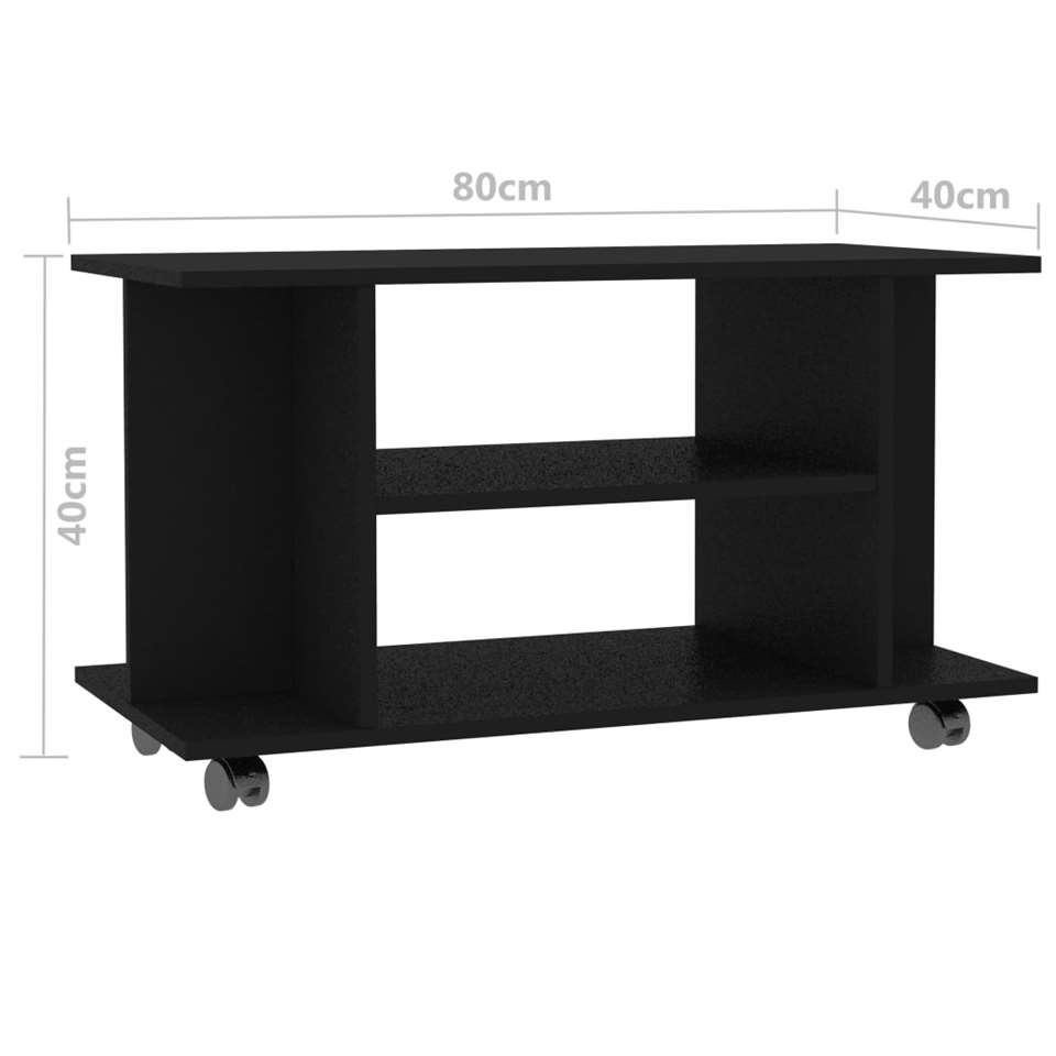 VIDAXL Tv-meubel met wieltjes 80x40x40 cm spaanplaat zwart