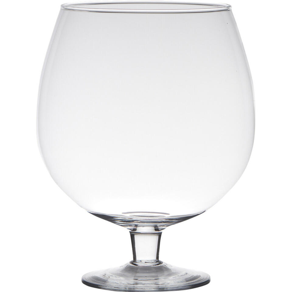 Bellatio Design Vaas Brandy - voet - transparant - glas - 24 cm | Leen Bakker