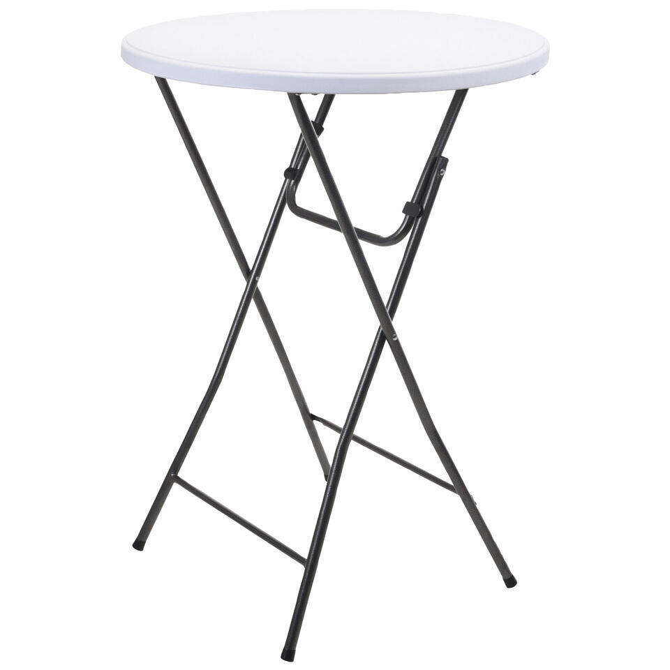 Leen Bakker Statafel Inklapbaar Ø80x110 Cm Kunststof Wit