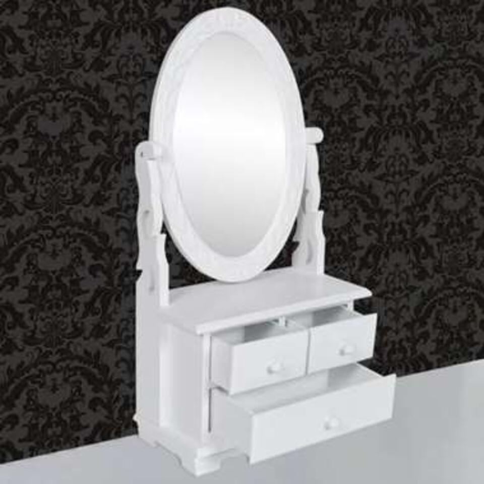 VIDAXL Kaptafel - met draaiende - ovale - spiegel - MDF