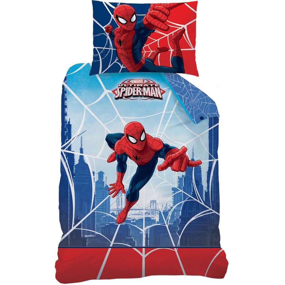 SpiderMan Web - Dekbedovertrek - Eenpersoons - 140 x 200 cm - Multi | Leen