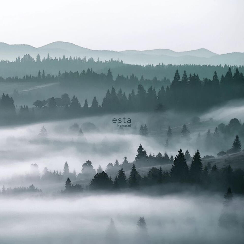ESTAhome fotobehang - mistige bergen - groen - 2.79 x 2.79 m product