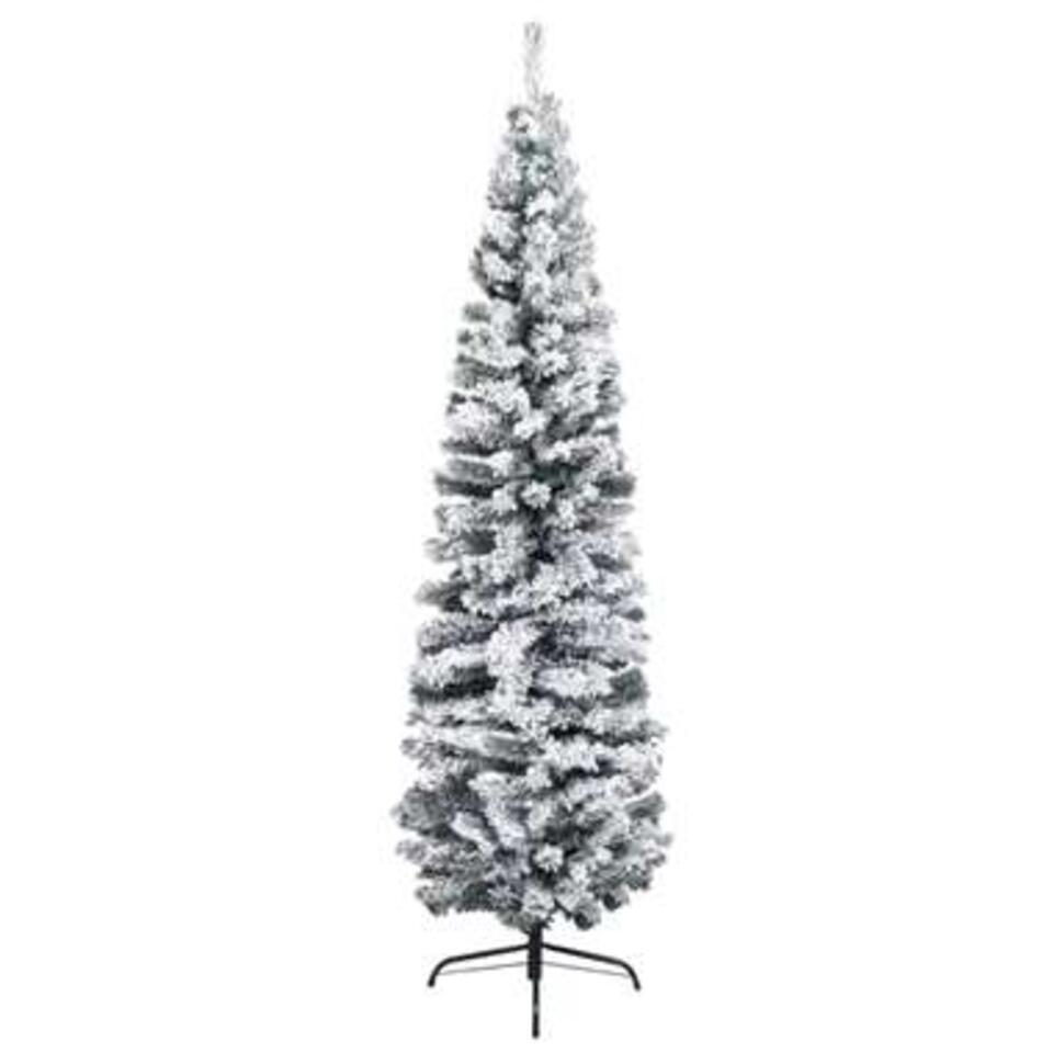 Ga op pad geduldig hiërarchie VIDAXL Kunstkerstboom met sneeuwvlokken smal 210 cm PVC groen | Leen Bakker