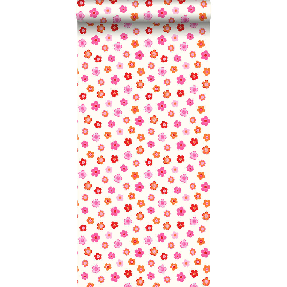 ESTAhome behang - bloemen - roze, rood en oranje - 53 cm x 10,05 m product