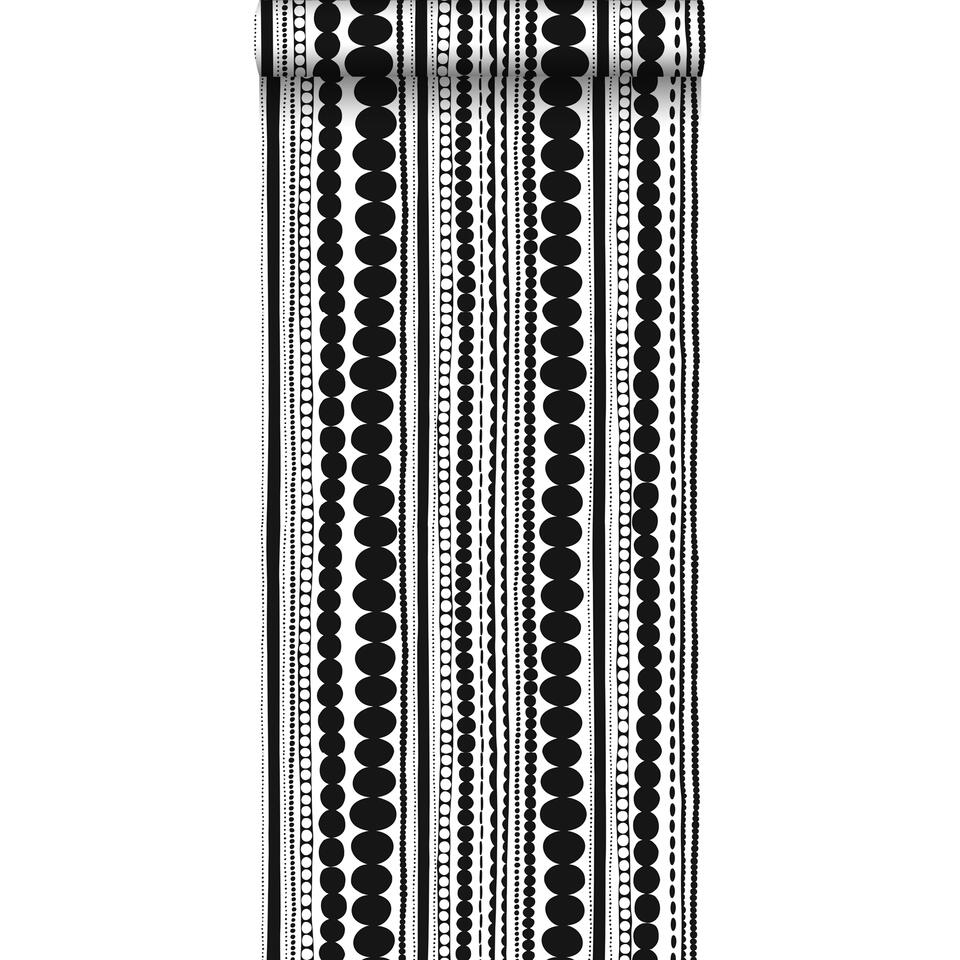 ESTAhome behang - kralen - zwart en wit - 0.53 x 10.05 m product