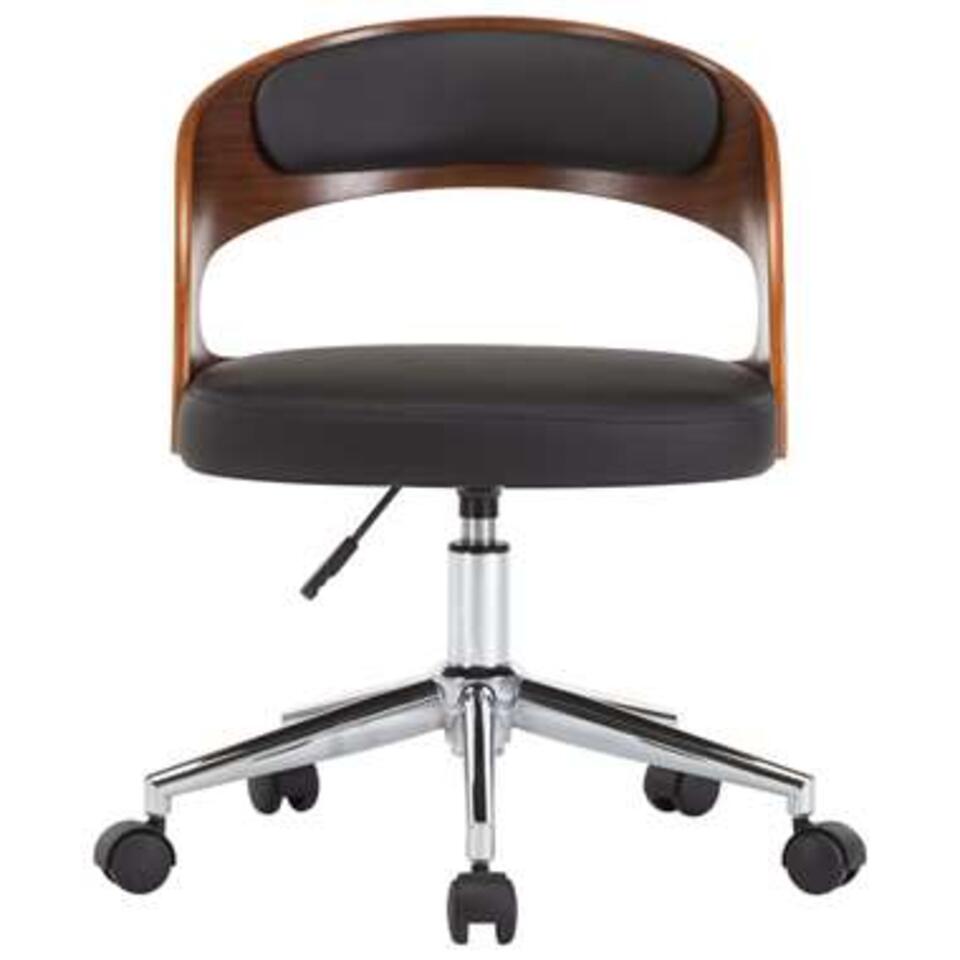VIDAXL bureaustoel - draaibaar - gebogen hout en kunstleer - zwart