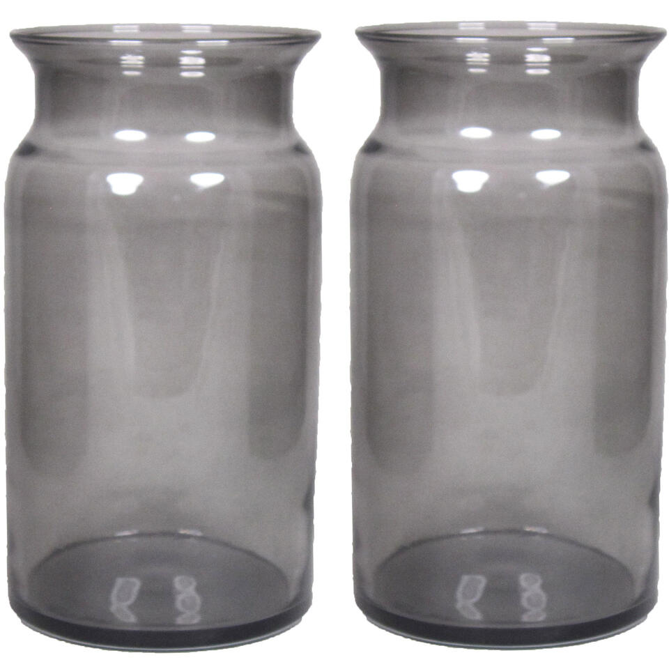 Floran Glazen melkbus vaas/vazen zwart 7 liter smalle hals 16 x 29 cm