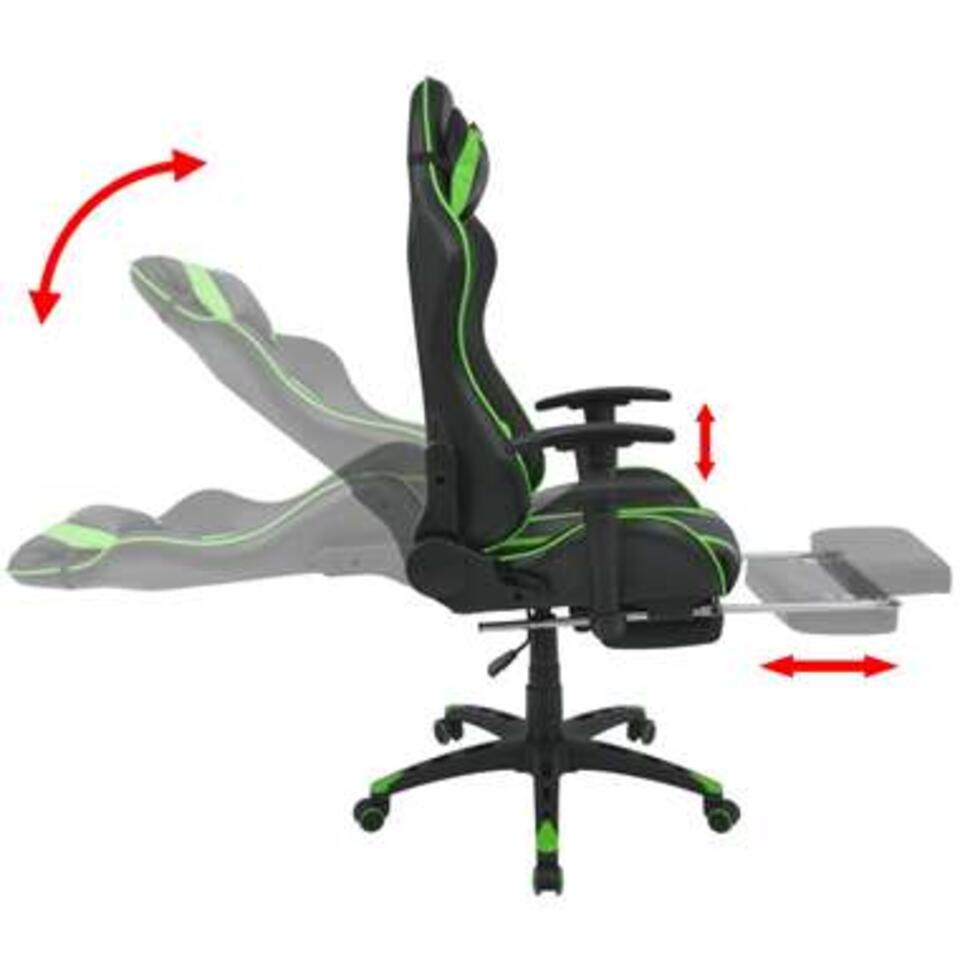 VIDAXL Bureau-/gamestoel - verstelbaar - met voetensteun - groen
