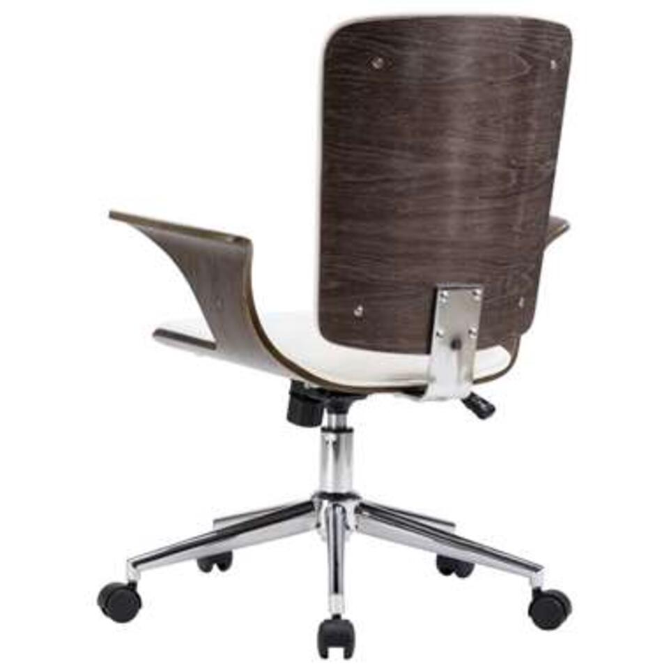 VIDAXL Kantoorstoel draaibaar kunstleer en gebogen hout wit