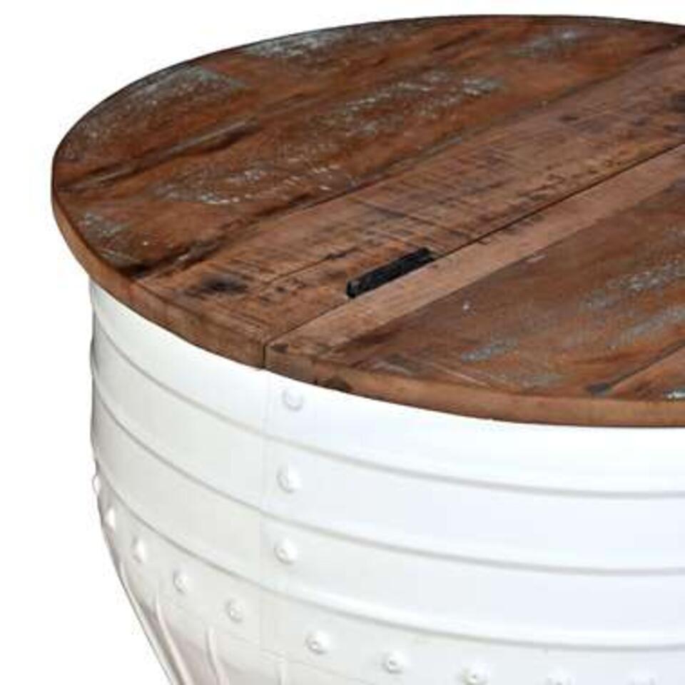 VIDAXL Salontafel tonvormig massief gerecycled hout wit