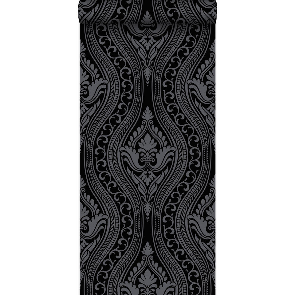 behang - ornamenten - zwart - 53 cm x 10,05 m | Leen