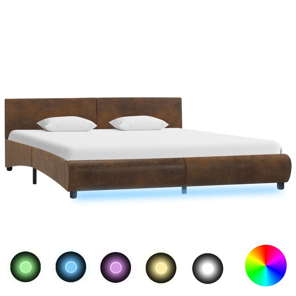 VIDAXL Bedframe met LED bruin | Leen
