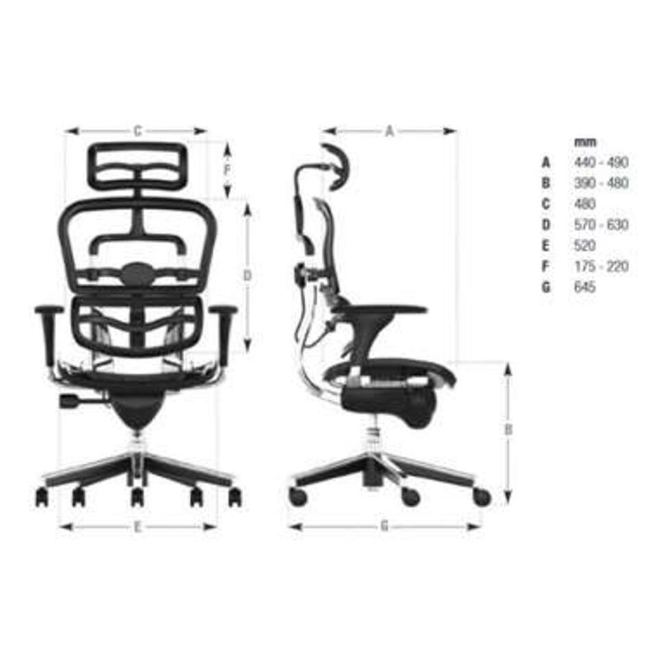 COMFORT bureaustoel Ergohuman Classic (met hoofdsteun) - Zitting stof