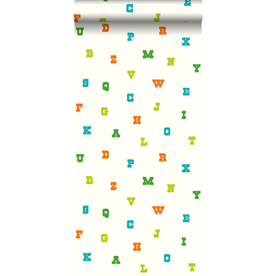 ESTAhome behang - alfabet - limegroen en oranje - 53 cm x 10,05 m product