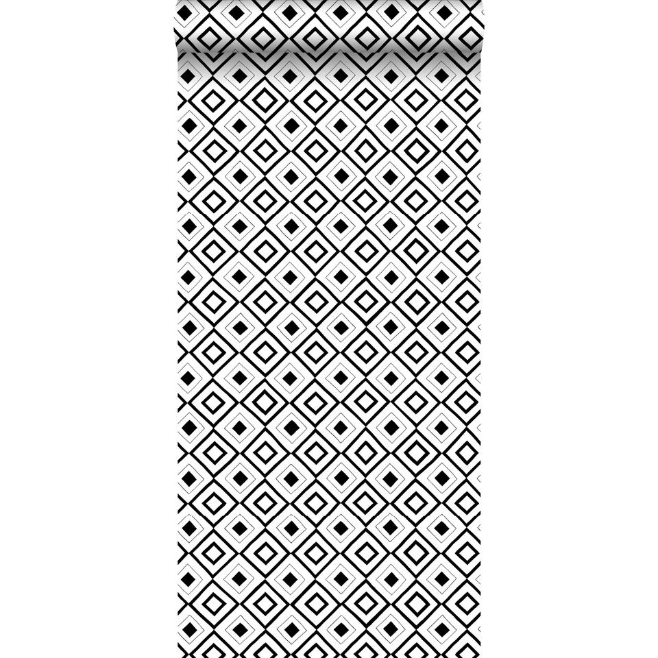 ESTAhome behang - ruiten - zwart en wit - 0.53 x 10.05 m product