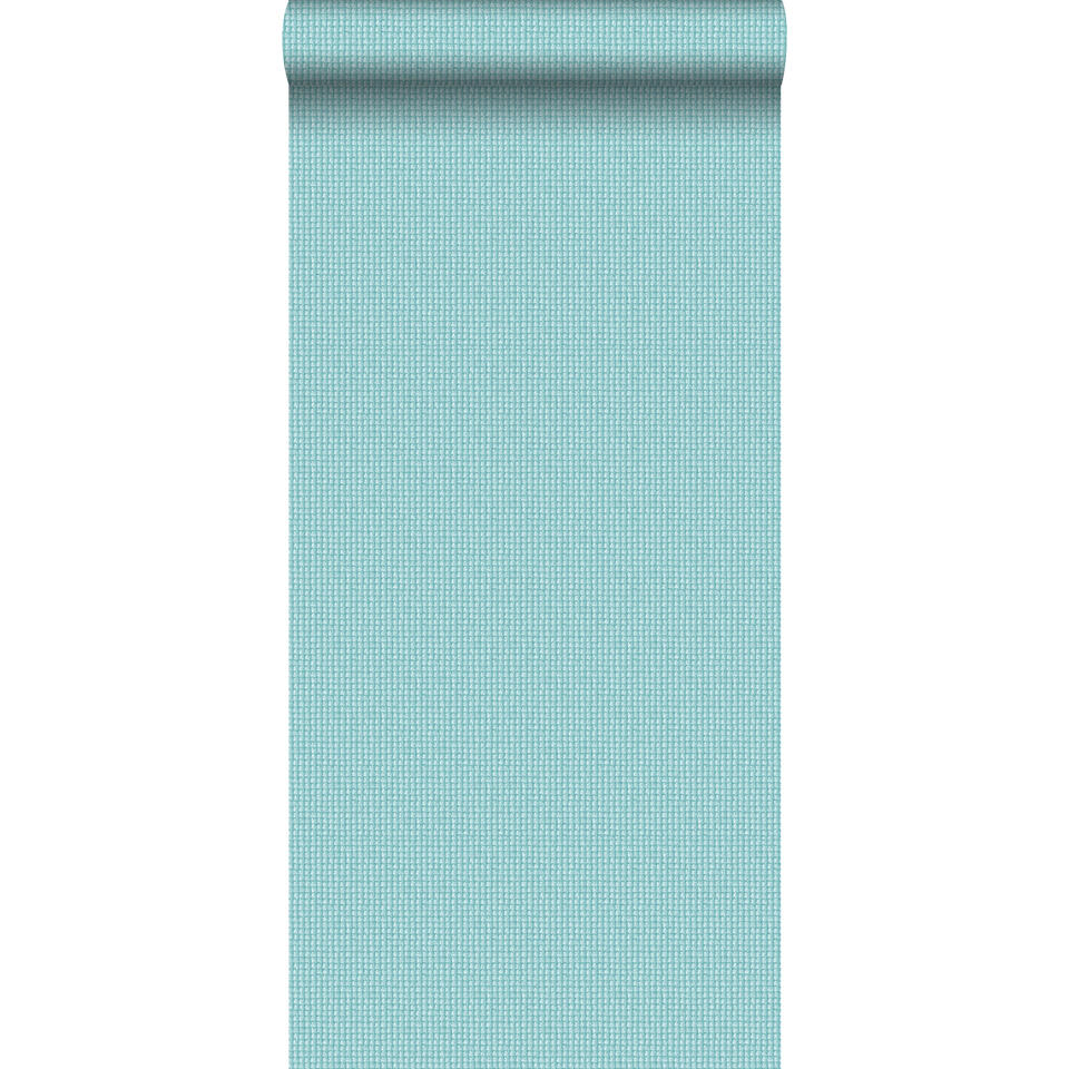 ESTAhome behang - geborduurd motief - turquoise - 53 cm x 10,05 m product