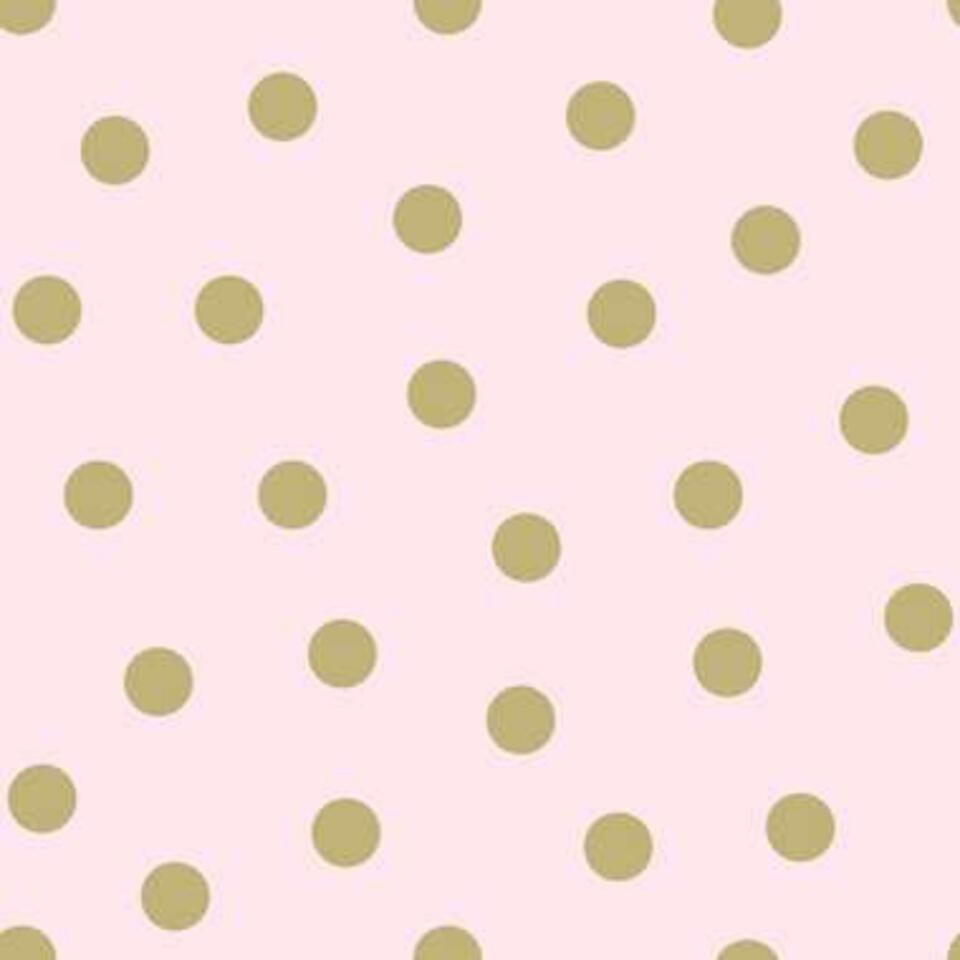 Origin behang - kleine stippen - roze en goud - 0.53 x 10.05 m